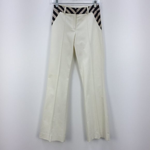 Cache Pants - Cache White Pants W Striped Ribbon Trim Wide Leg